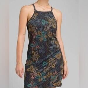 PrAna Green Yellow Ardor Yoga Comfortable Square Neckline Racerback Dress Small